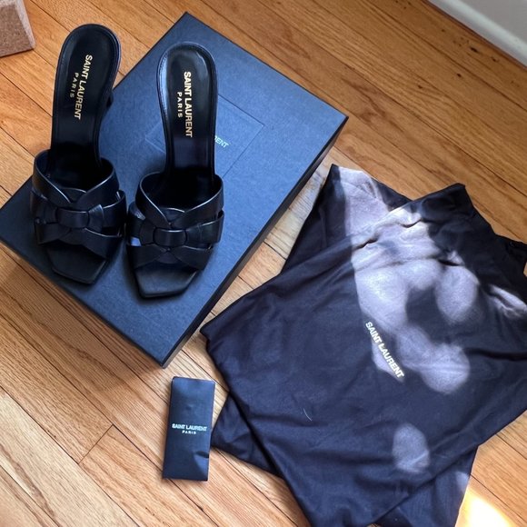 SAINT LAURENT Tribute woven leather mules SZ 36.5 - Picture 5 of 16